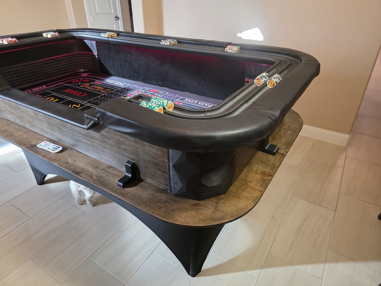 Custom casino craps table built by Vegas Custom Tables